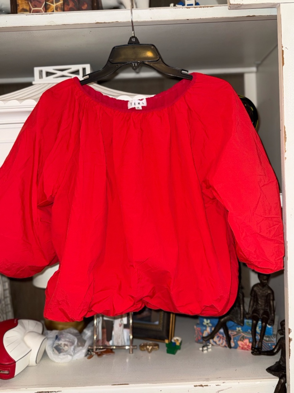 THML Medium M red puff sleeve elastic blouse - Picture 5 of 7